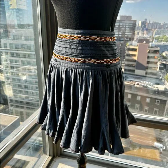 🆕 ISABEL MARANT ETOILE 🧿 NWOT Breeda Cotton Embroidered Mini Skirt -SZ 38 - Picture 6 of 16